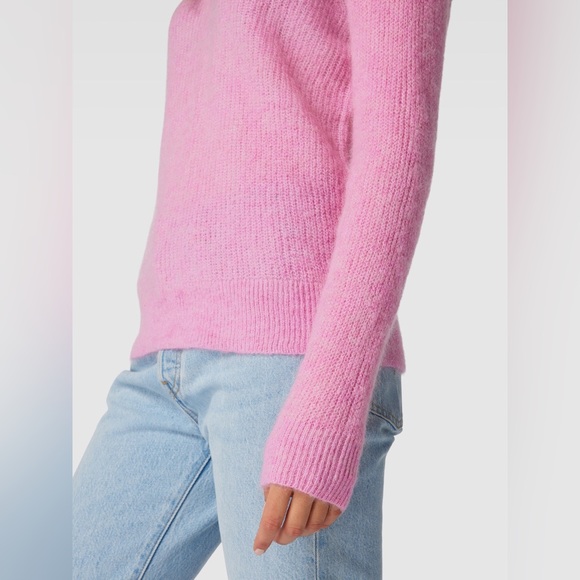 Selected Femme Coquette Girl Baby Pink Wool Mohair Blend V-Neck Sweater - Picture 2 of 15